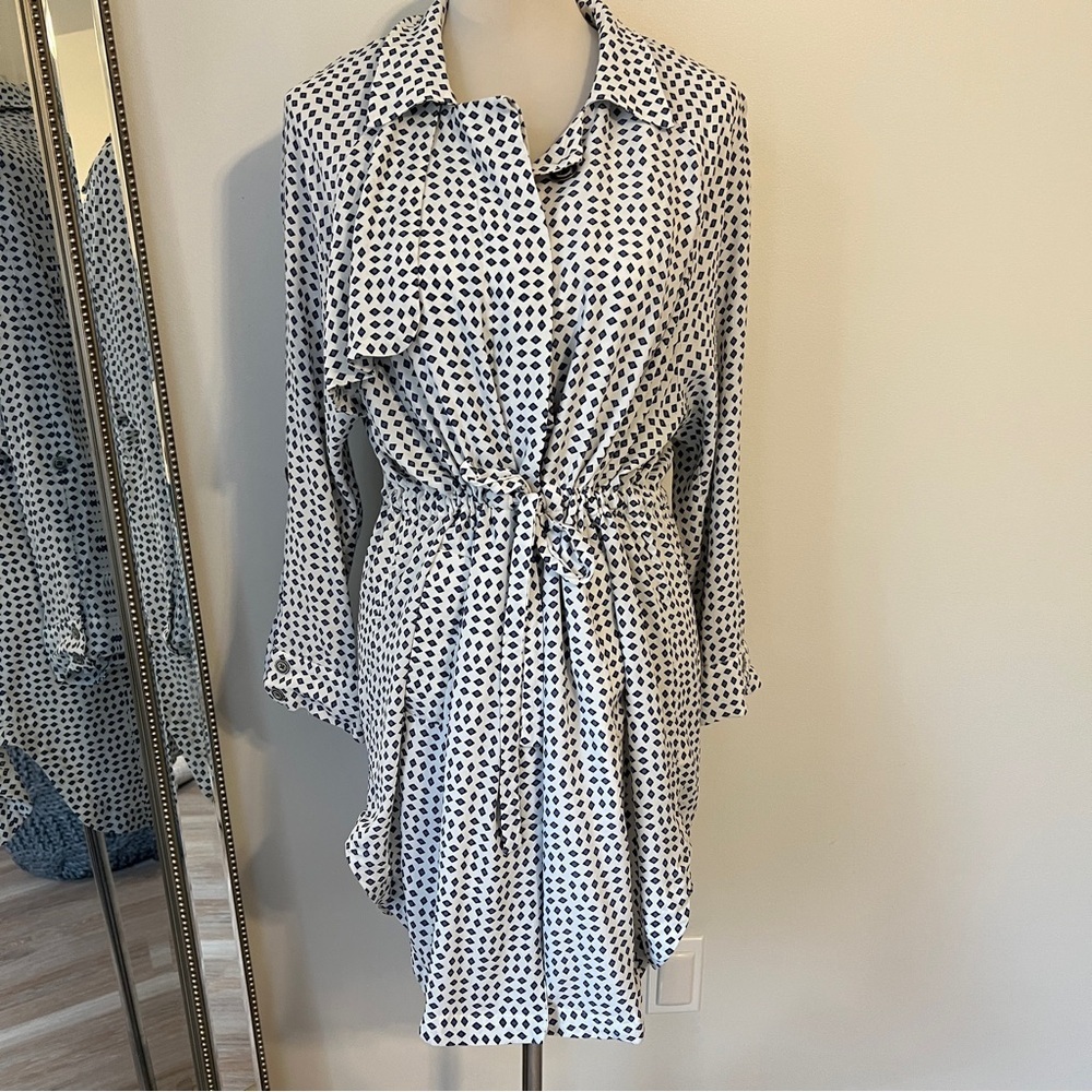 Cartonnier Anthro Sightseer Navy/White Trench Shirt Dress Size L
